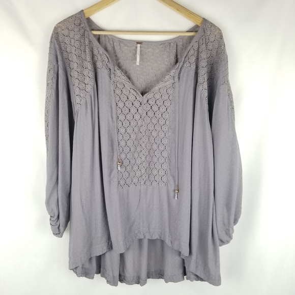 Free People Tops - Free People 3/4 Sleeve Tie Front Peasant Style Top
